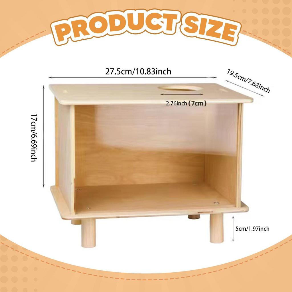 Hamster Hideout Box Wooden Sand Bath Sturdy Transparent Digging Accessory for Things for Hamster Playground