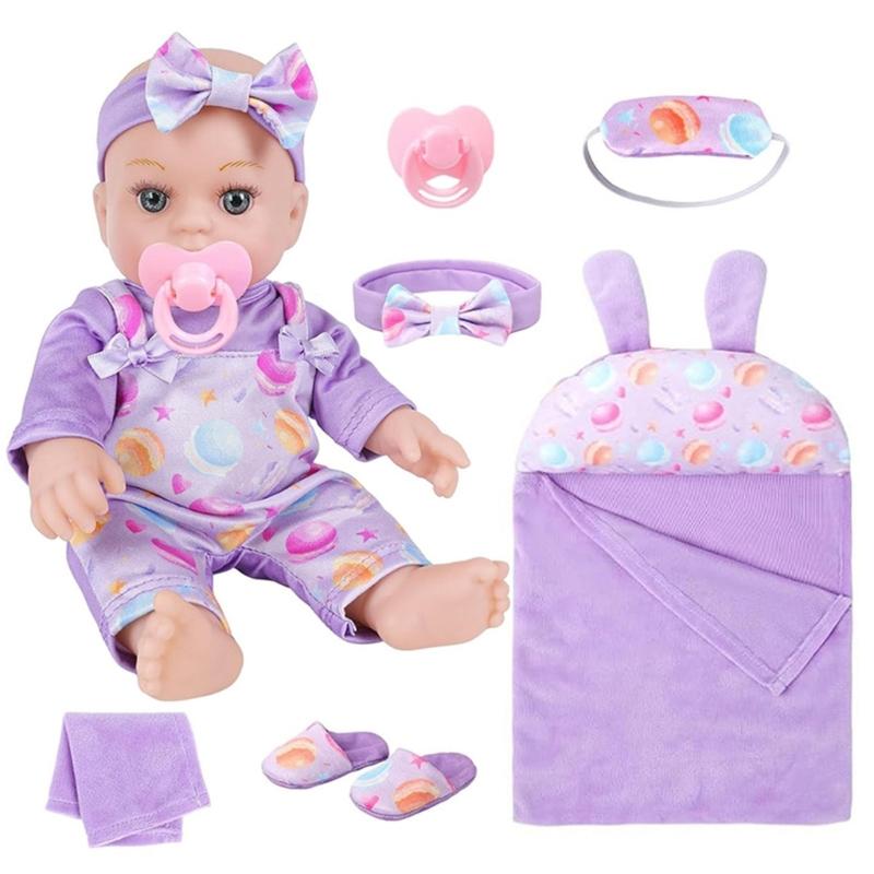 Realistic 12inch Vinyls Newborns Baby Girl Doll Realistic Child Toy Soft Doll Vinyls with Overalls Bowknot Collectible 1