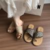 2025 Spring and Summer New European and American Simple Fashion Outer Wear Sandals Foreign Trade Flat Bottom One Word Beach Casual Slippers Women