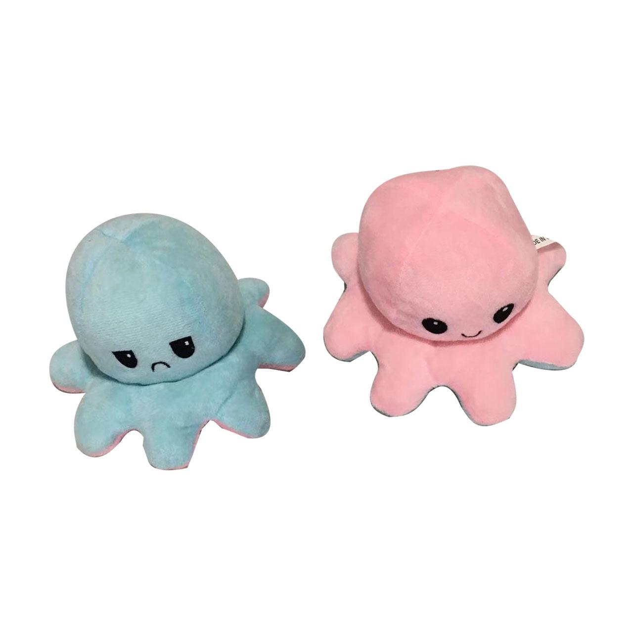 

Reversible Animals Doll Double Sided Mood Flip Stuffed Animal Shape Face Flip Reversed Plush Toy Blue Pink 7.9in