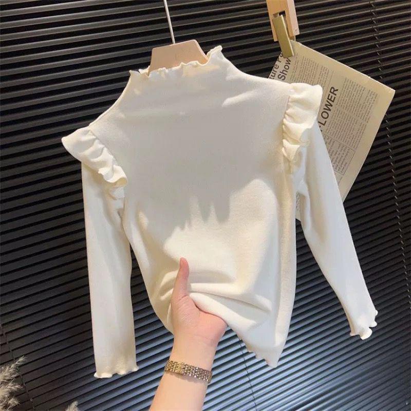Girls' Autumn/Winter Flying Sleeve Long-Sleeve T-Shirt - Trendy Korean Style Inner Wear