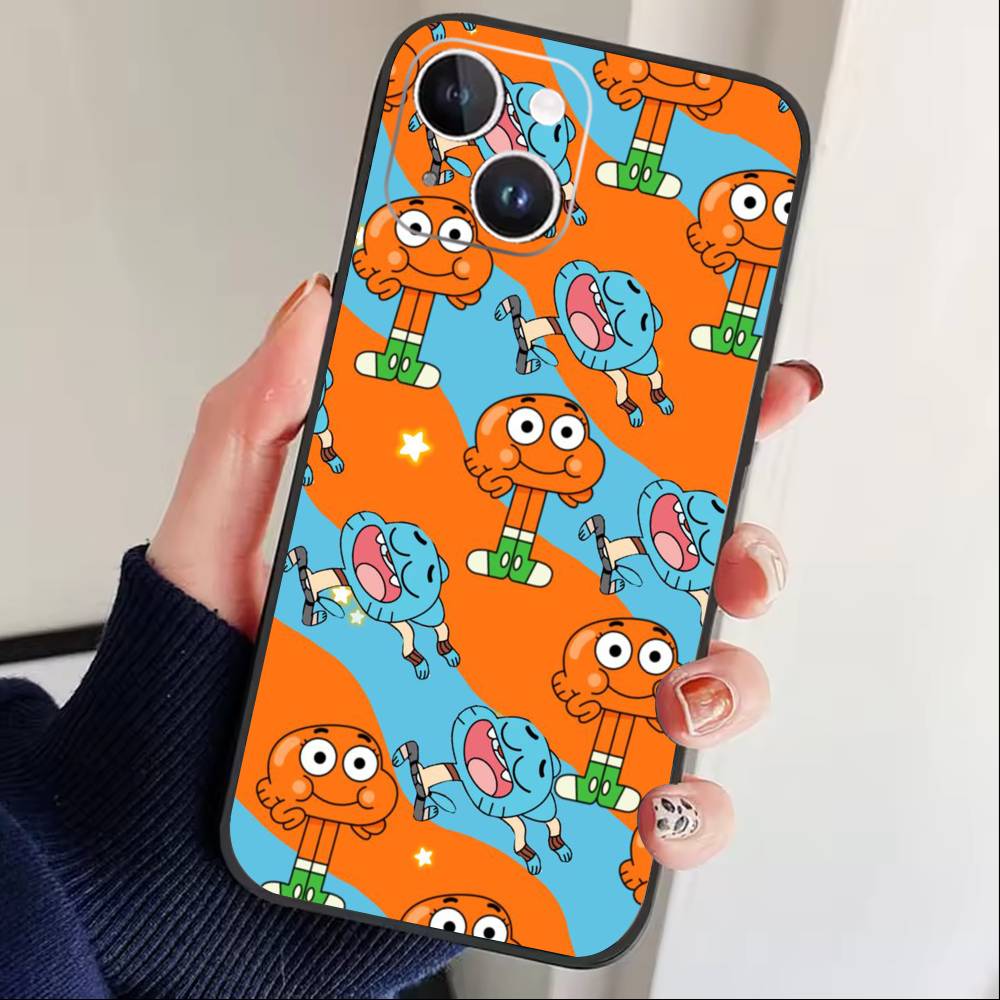 S-Gumball and Darwin Phone Case For iPhone17,16,15,14,13,12 Plus,Max Soft Silicone Black Cover
