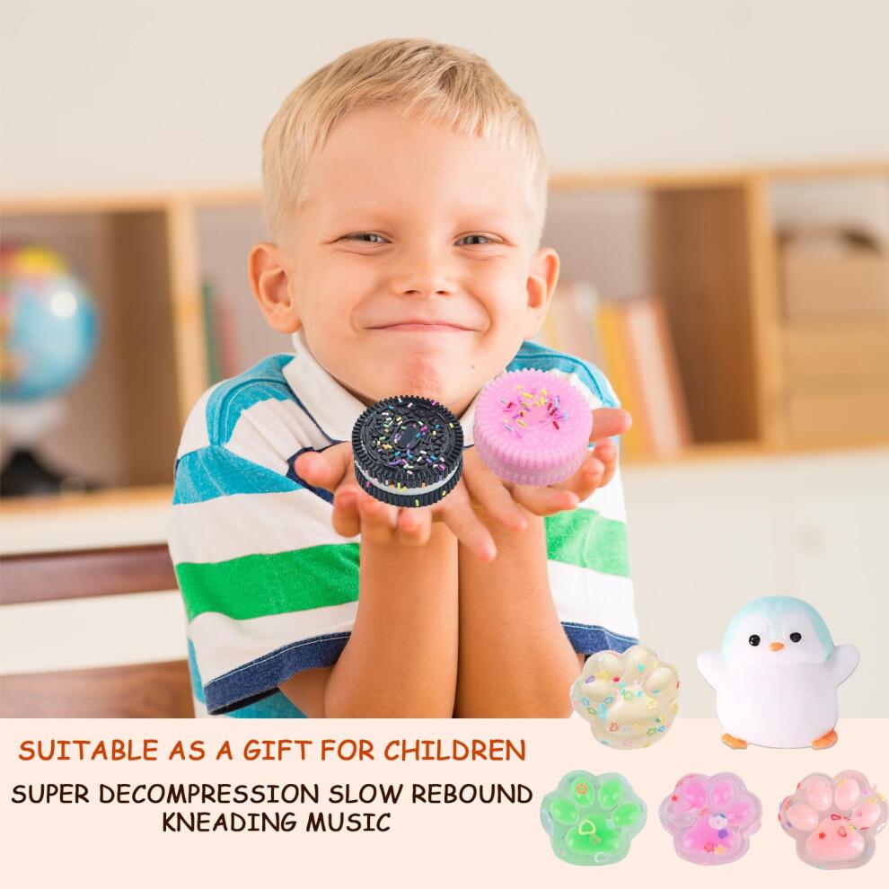 Taba Squishy Spielzeug Set, 7 Stück Fufu Quetschspielzeug Squishes Set, Fufu Regenbogen Squishy Katzenpfote, Süßer Pinguin, Mochi Squishy Kekse Quetschspielzeug Set für