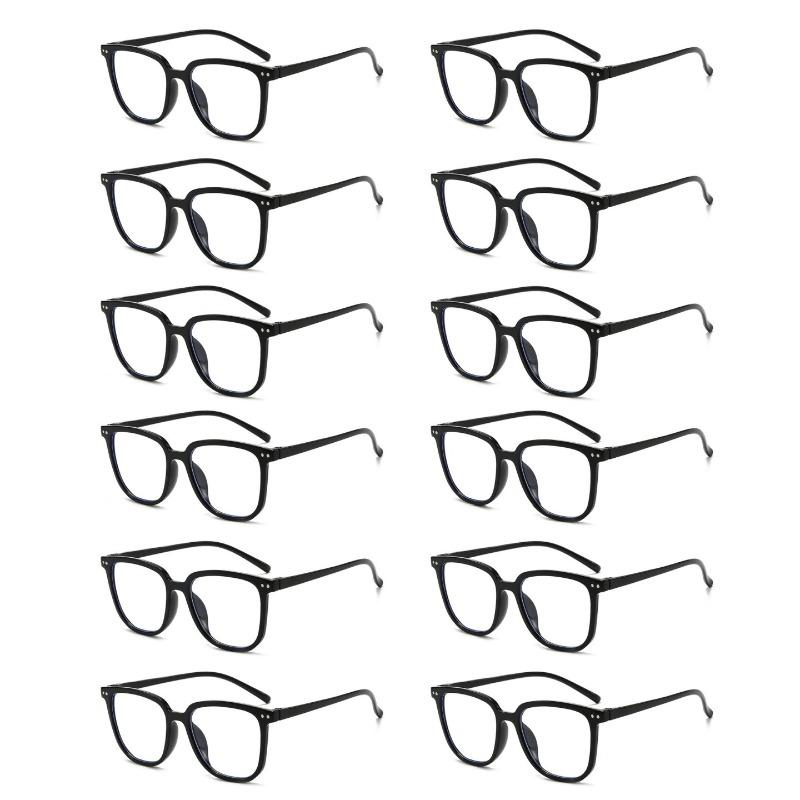 12pcs Anti-radiation Eyeglasses Transparent Square Men and Women Blue Light Glasses