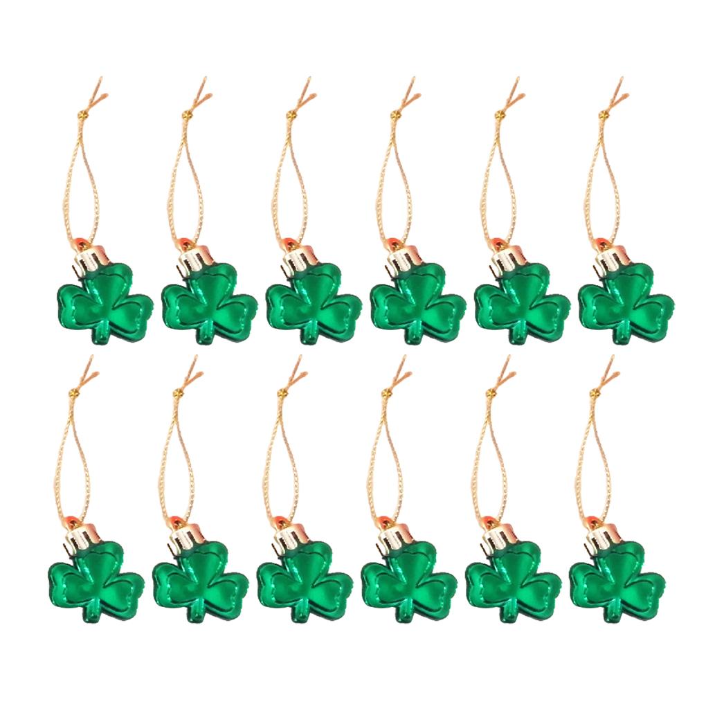 

12 Pieces Valentines Day Ornaments for Tree St.Patrick s Day Backyard Garden Shamrock Hanging Bauble Table Festival Pendant