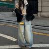 Nadměrné Široké Nohavice Baggy Dámské Vintage S Vysokým Pasem Kapsy na Zip Dlouhé Džínové Kalhoty 2025 Jaro Léto Nové Dámské Streetwear