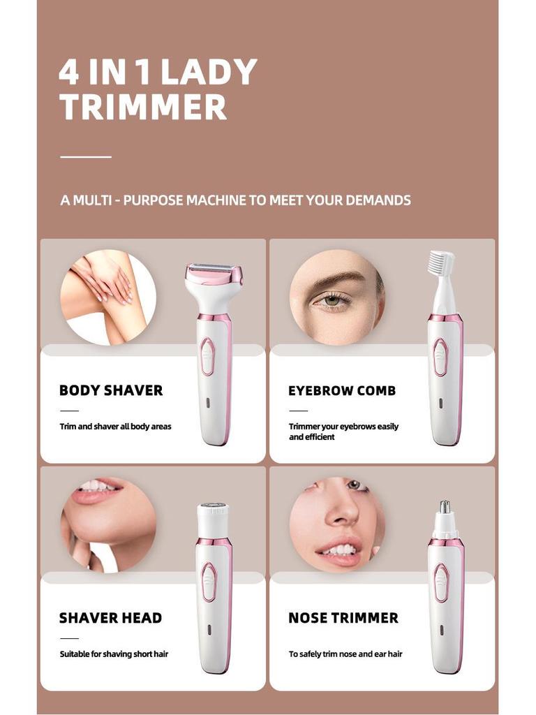 Women's Electric All-in-One Trimmer & Shaver for Underarm and Bikini Care