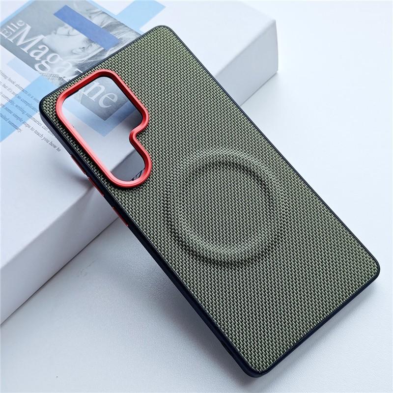 For Samsung Galaxy S25 Ultra S25 Edge S24 Plus Magnetic Wireless Charging Texture Matte Leather Metal Independent Buttons Cover