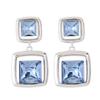 Korean Cool Tone Sea Blue Double Layer Zirconia Square Stud Earrings