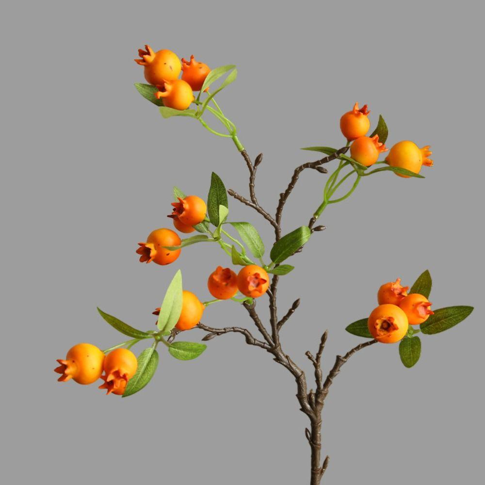 

Realistic Artificial Hawthorn Branches Plastic Fake Plants Simulation Hawthorn Fruit Wedding Party жёлтый