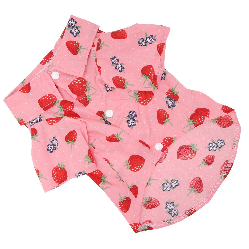 Hunde Sommerhemden Niedlicher Erdbeerdruck Umlegekragen Druckknopfdesign Atmungsaktive Hawaiianische Hundehemden für Frühling Sommer XL