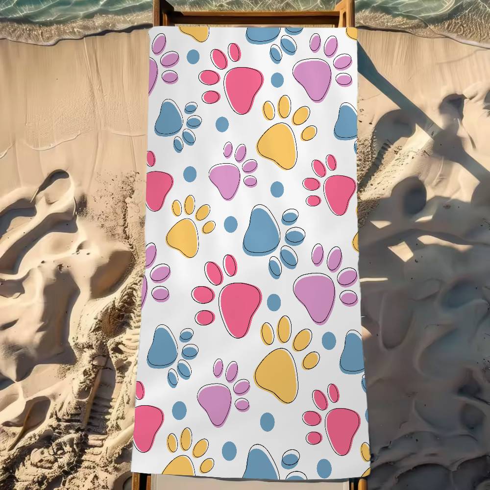 Animal Paw Print Microfiber Beach Towel Absorbent Quick Dry Soft Yoga Swimming Resort Mountain Climbing Towel