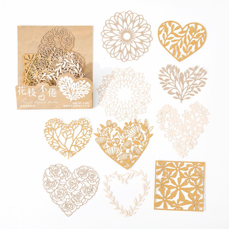 10 pcs Hollow card bag butterfly plant Huachuang English landscaping card material paper creative DIY hand account