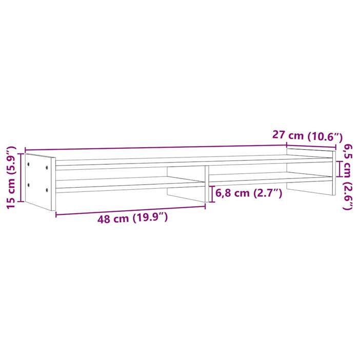VidaXL Monitor Stand Grey 100x27x15 Cm Solid Pine Wood 814026
