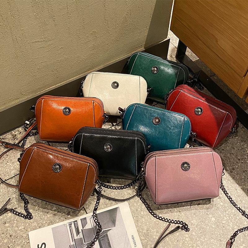 Neue Modische Rindsleder Umhängetasche Handytasche Kettenschale Tasche