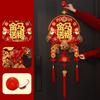 Flocking Chinese Lucky Character Pendants Handmade Traditional New Year Fu Character Pendants with Tassels Festive Atmosphere