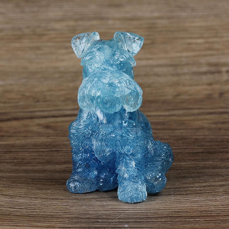 Szczeniak Schnauzera Żywiczna Kryształowa Statua Przedmioty do Wystroju Domu Różowy Kryształ Kamień Miłości Rzeźby i Figurki Schnauzerów Wystrój Domu