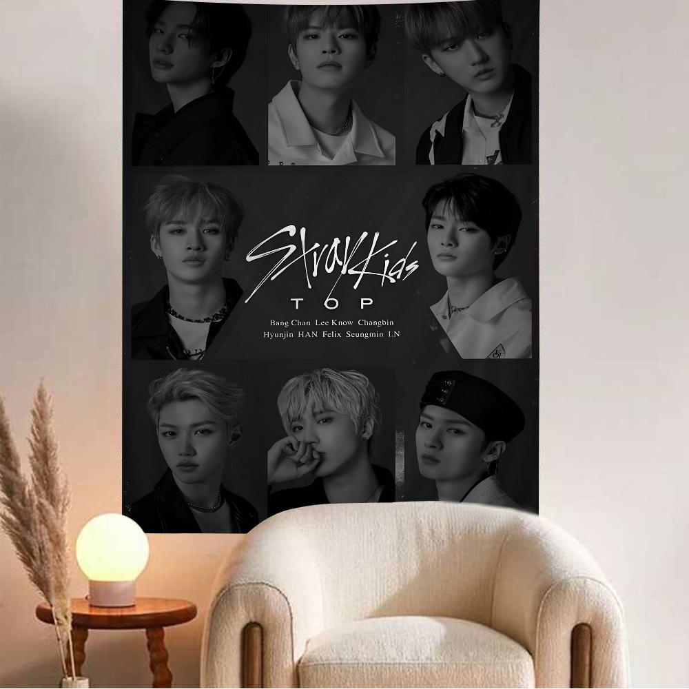 K-kpop Stray Kids Printed Large Wall Tapestry Cheap Hippie Wall Hanging Bohemian Wall Tapestries Mandala Home Decor