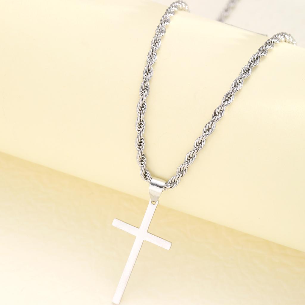 New Stainless Steel Cross Pendant Necklace for Men Women Minimalist Gold Color Jewelry Male Female Necklaces Chokers Gifts