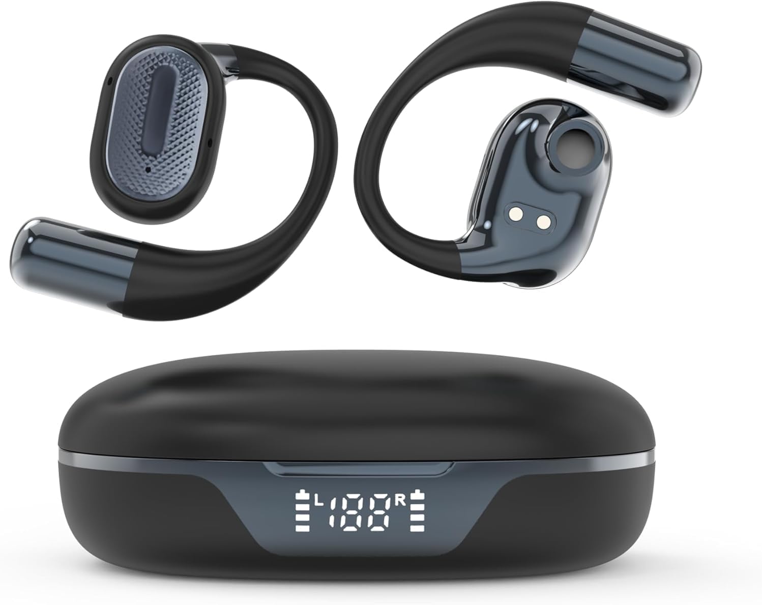 

Bluetooth Wireless Earbuds with 4 Silicone AI Smart ENC Call Noise 100 Hours of Music 2025 Latest Bluetooth IPX7 Sound Leakage for Web and Compatible чорний