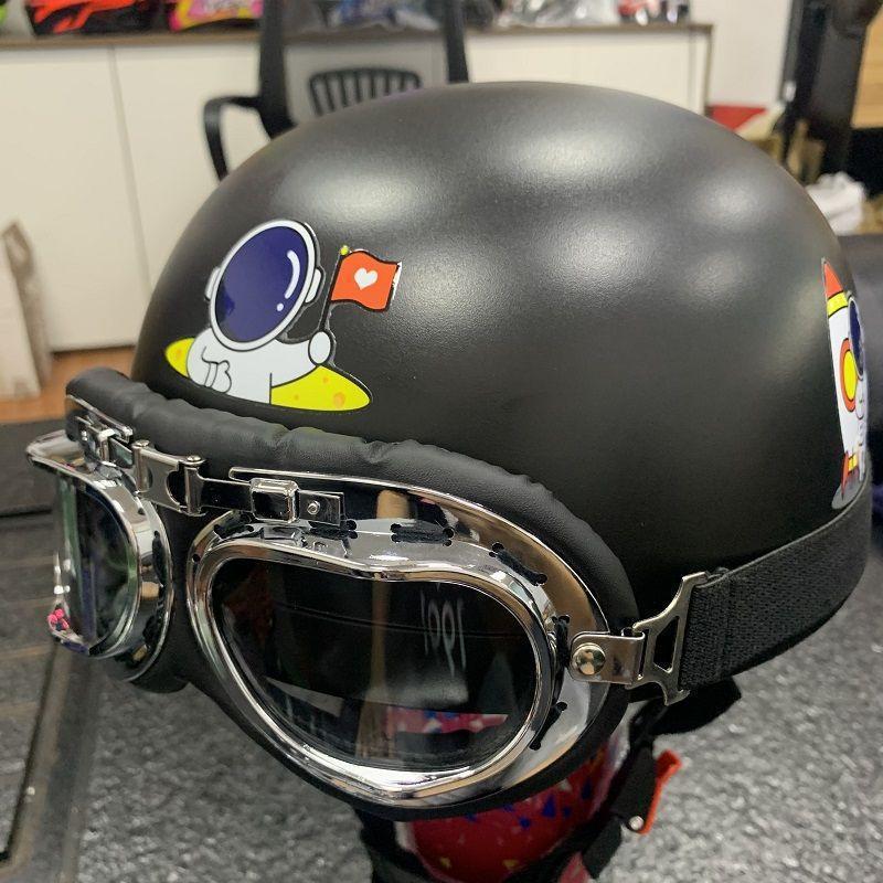 Trendy Street-Style Half Helmet with Eye Protection for Young Riders