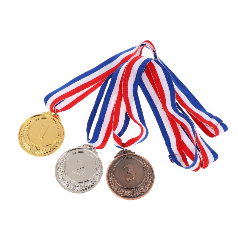 Metal Award Medals With Neck Ribbon Gold Silver Bronze Style For Sports Academics Or Any Competition Diameter