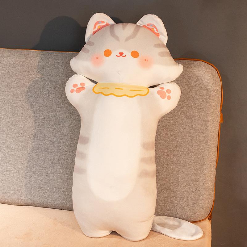 Cute Cat Long Throw Pillow Plush Toy Doll Cat Doll Home Sofa Pillow Rag Doll