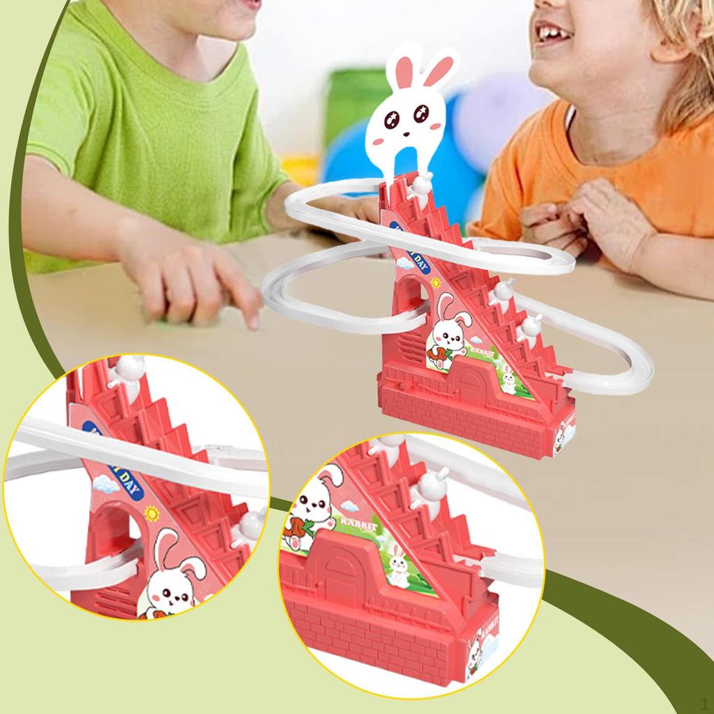 Climbing Stairs Slide Toy Interactive Cute Bunny Educational with Music Light Race Track
