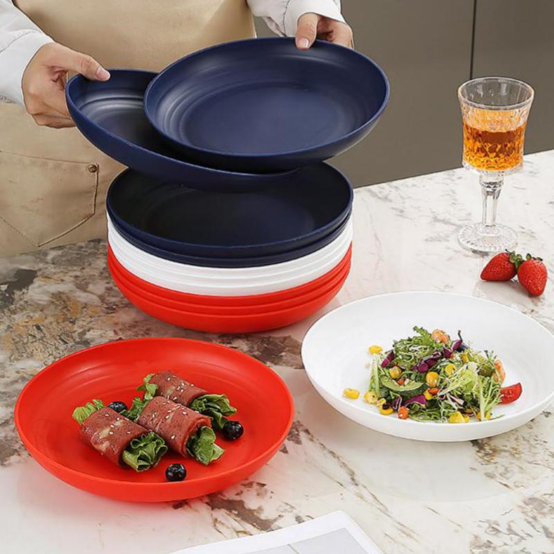 Durable Picnic Tableware Plates Set of 4 Reusable Plastic for Camping Outdoor Beach Barbecue Party
