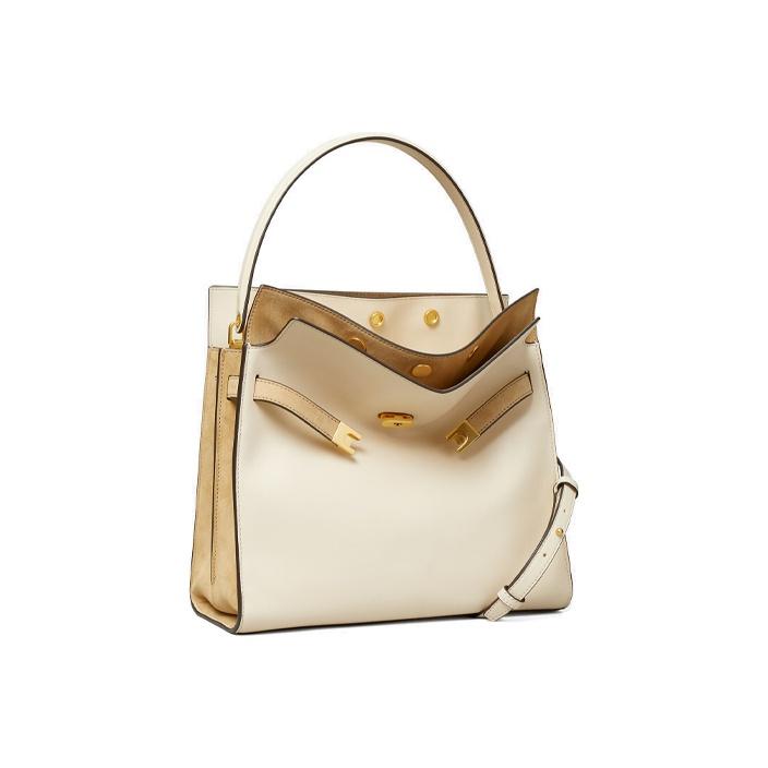 Tory Burch Lee Radziwill Leather Handbag Women Handbags Cream 77238-122