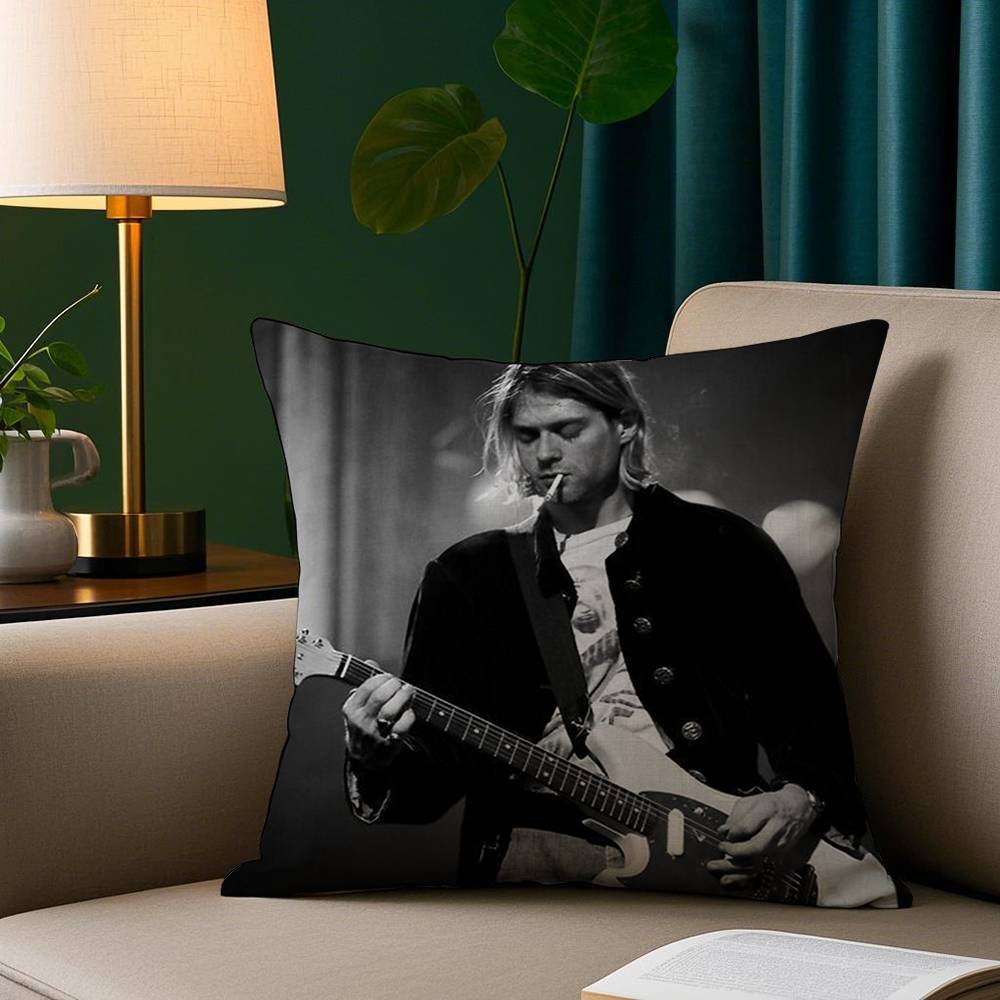 

Рок K-Курт Кобейн Наволочка Плюшева Тканина М яка Наволочка Двосторонній Друк Чохол для Подушки на Диван Декоративна Подушка 12x12Inch