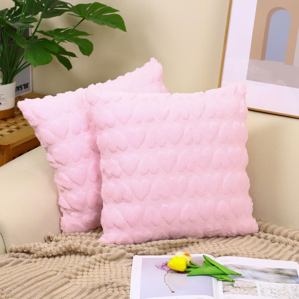 2pcs Cross Border Modern Minimalist Pillow Cover Long Plush Autumn Winter Living Room Sofa Heart Cushion Pillow Cover