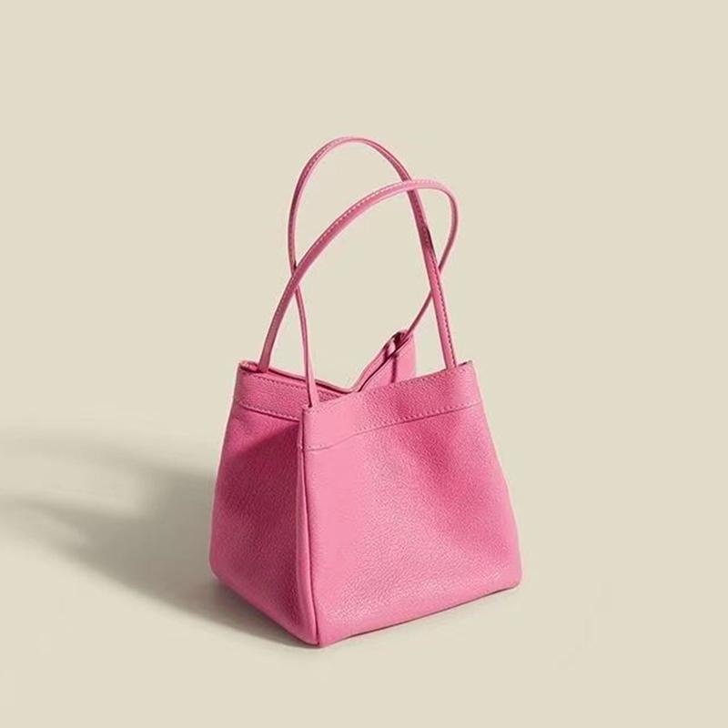 Yogodlns damska jednokolorowa mała górna rączka torebka typu Bucket Vintage PU Leather All-match Chic Tote Bag