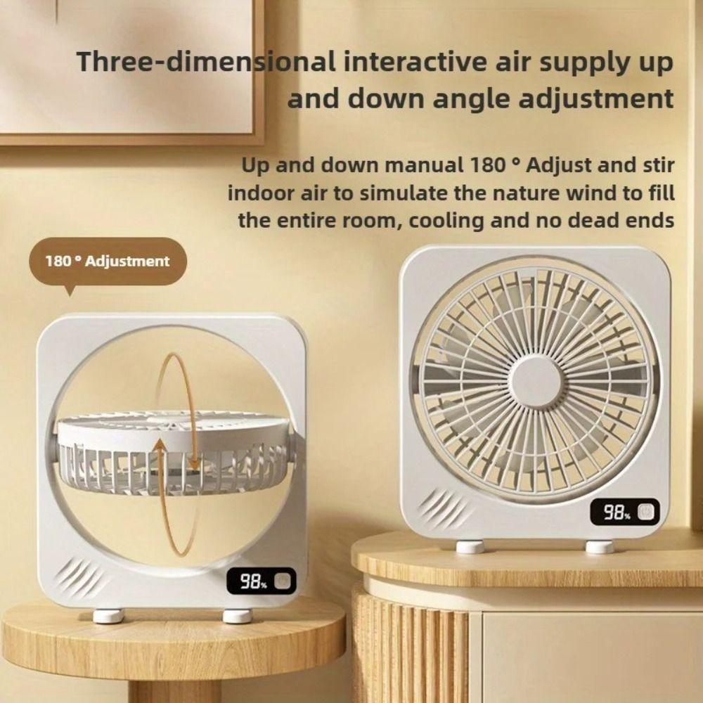 Digital Screen Rechargeable Fan Built-in Battery Small Hanging Fan  Desktop Use