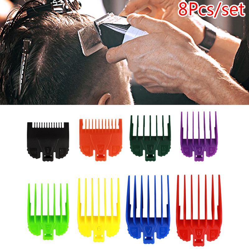 8pcs Universal Hair Clipper Limit Comb Guide Attachment Size Barber Replacement 1.5/3/4.5/6/10/13/15/19mm