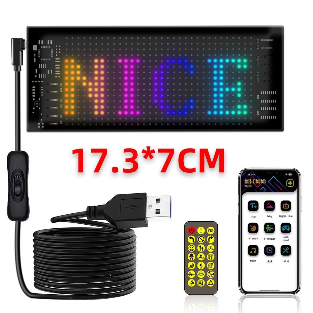 LED Bluetooth Smart Display: USB-Powered Flexible Full-Color Advertising Screen for Cars