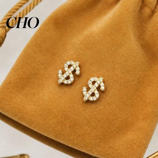Sports Friendly Earrings 1 Pair Rhinestone Money Stud for Women, Glittering Shiny Hip Hop Style Sign Earrings, Jewelry Gift Teens Girls, Ladies Bright