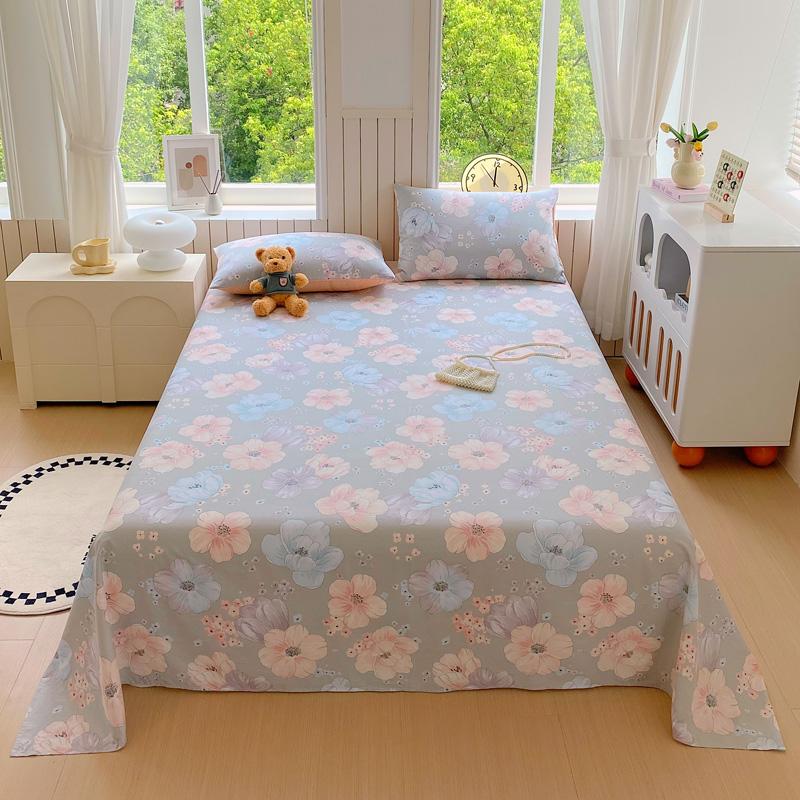 100% Cotton Floral Printing Bed Sheet Comfortable Skin Friendly Queen Flat Sheets for Bed High Quality Pure Cotton Bedsheet King