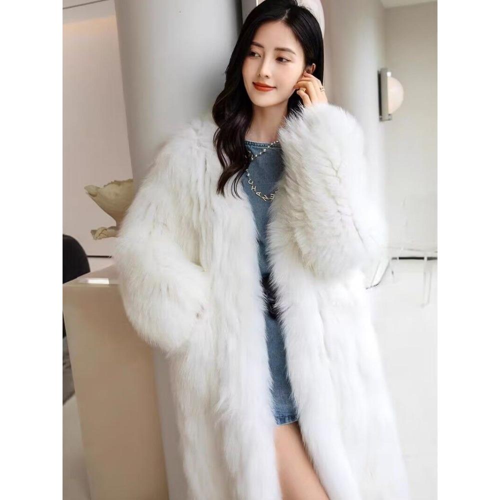 Fox Fur Long Fur Coat Women's Winter New Imitation Fur Coat Coat Young Internet Celebrities Thickened Cotton Coat