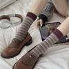 Women's Autumn and Winter Striped College Wind Tube Pile Up Cotton Socks