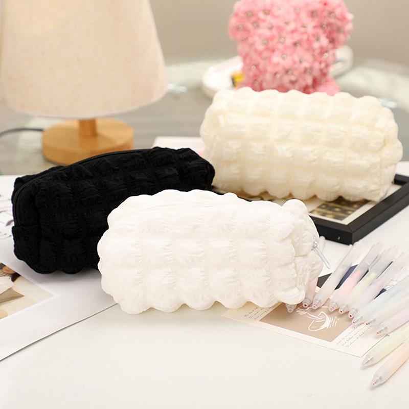 Cute  Plush Zipper Pencil Bag School Office Supplies Stationery Pouch Pur