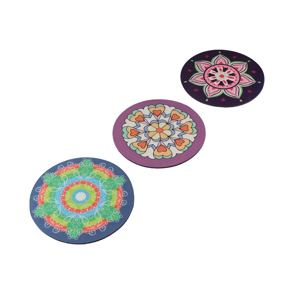 

6 шт. Круглая подставка под чашку в стиле мандалы, резиновый коврик для стола, подставка для кухонных приборов 12cm