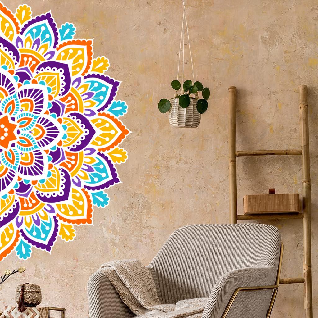 Gold Colorful Large Mandala PVC Removable Wall Stickers