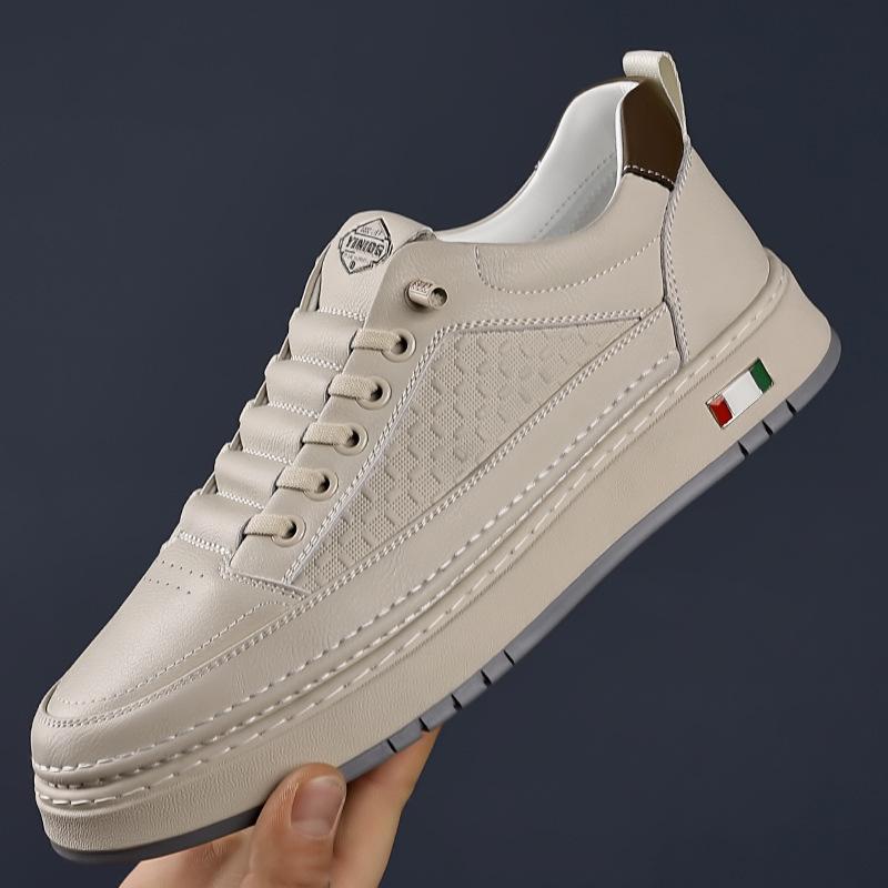 2025 spring and autumn new soft leather foot cover men's shoes soft sole trend versatile daily casual leather shoes board shoes