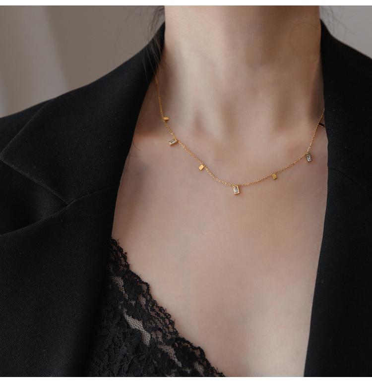 2022 Luxury Crystal Tassel Choker Necklace - Square Design, Non-Fading Clavicle Chain for Women