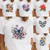 Womens Tshirt Butterfly Flowers Womens Tshirt Watercolor Print Tshirt Oversize Casual Tshirt Nature Lover Daily Streetwear