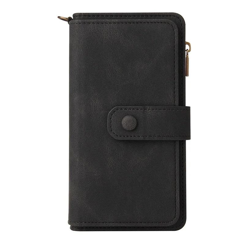

Luxury Zipper Wallet Flip Leather Case For Moto G04 G14 G24 G54 G84 G85 G13 G23 G53 G73 G10 G50 E13 E14 Multi Card Slots Cover Moto G04