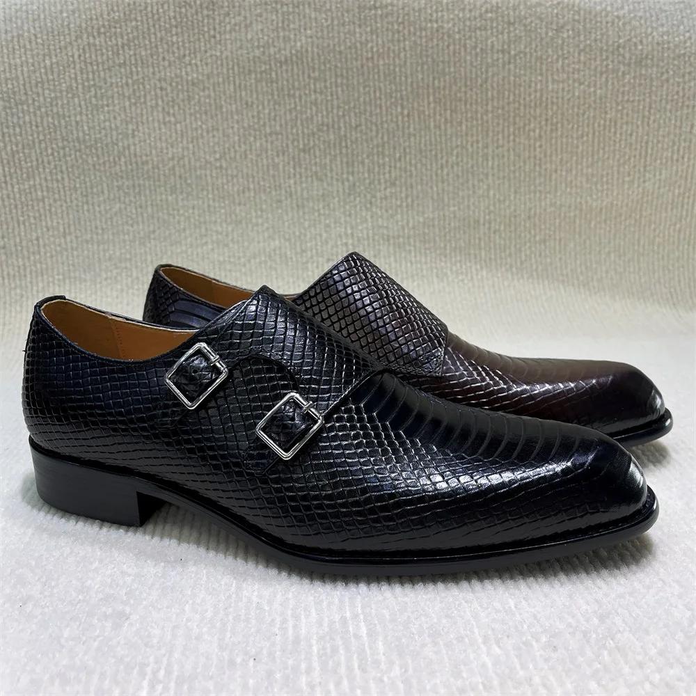 Fashion Luxury Genuine Leather Men's Lace-Up Dress Shoes Formal Oxford Comfortable Office Work Business Flat Footwear for Males