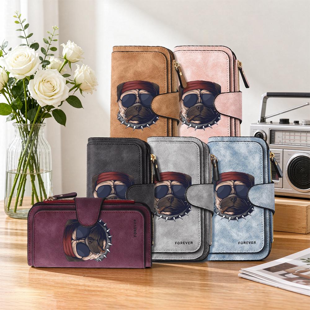 Cool Pirate Dog Pattern Long Wallet Fashion Casual Multi Card Slot Portable Purse