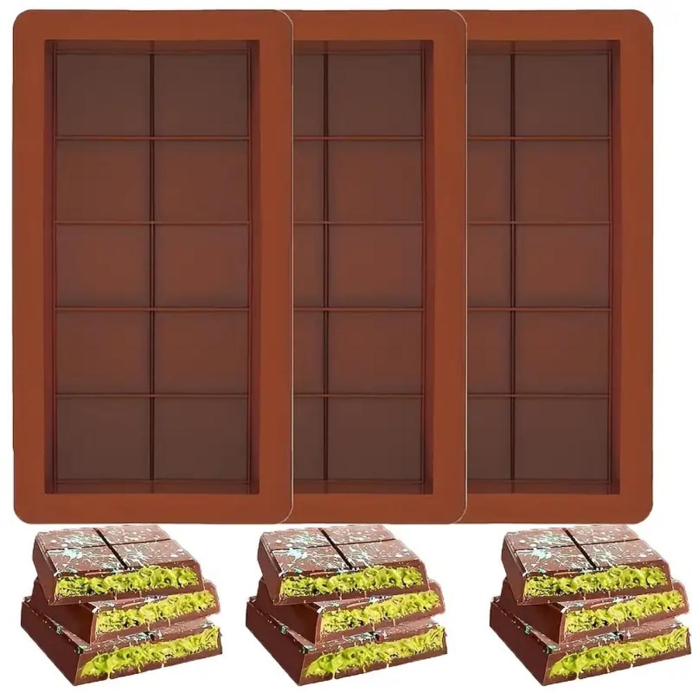Chocolate Bar Mold Silicone, Large Filling Dubai Pistachio Deep Bar Mold Kit 1-inch Thick Large Package, Ideal for Making Homema